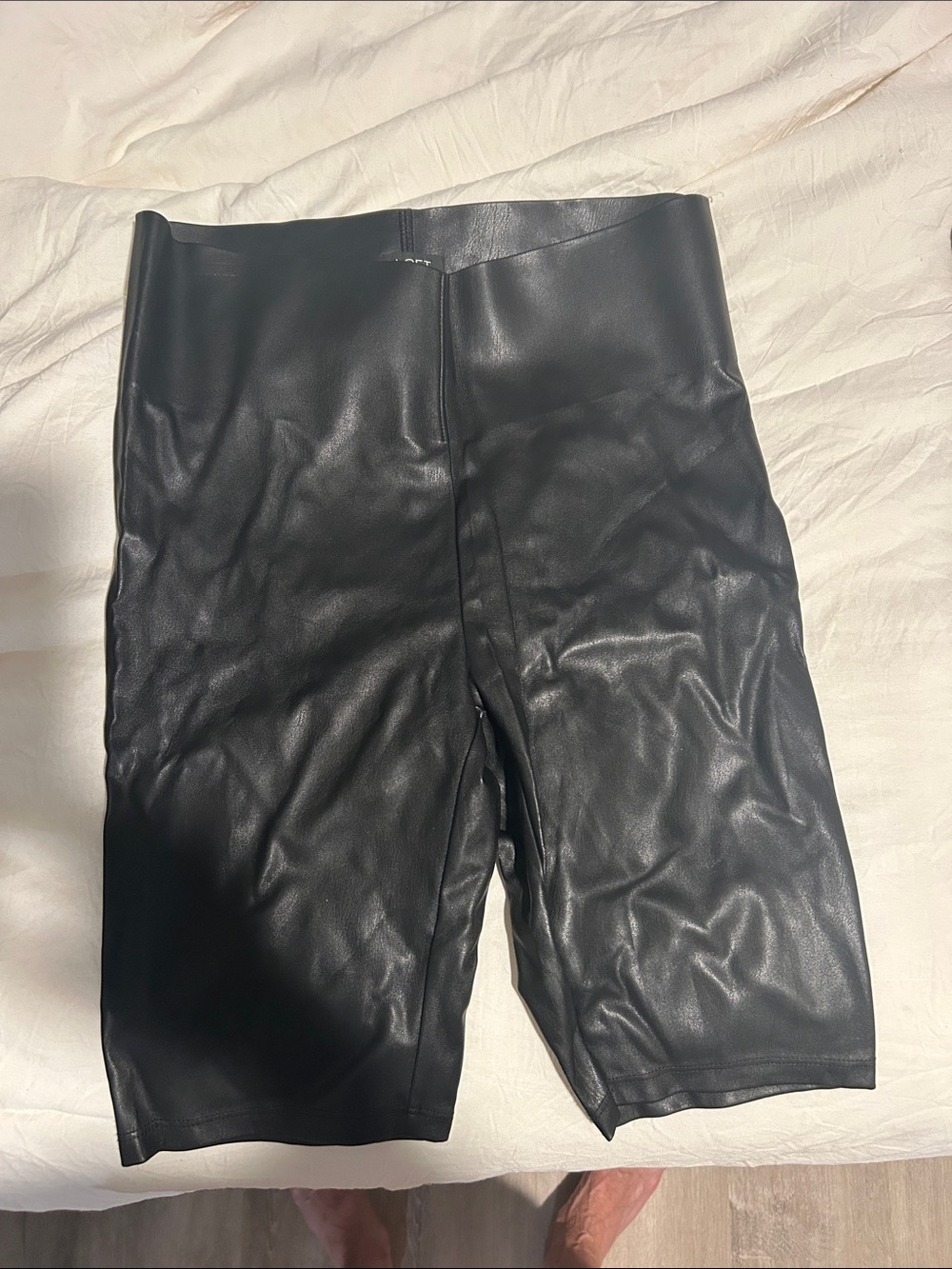 LOFT Black Faux Leather Shorts
